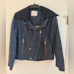New Tibi denim moto jacket. Size S